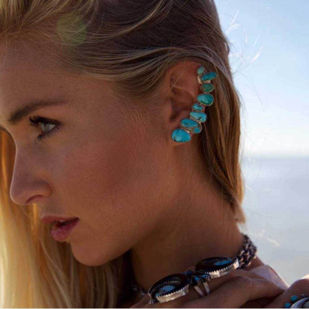 Paloma Stipp / Anthropologie turquoise ear climber / ear cuff